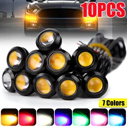 10 Uds 0,7 pulgadas/18mm Mini coche ojo de águila DRL luces de circulación diurna LED 12V señal de estacionamiento de marcha atrás lámparas de automóviles