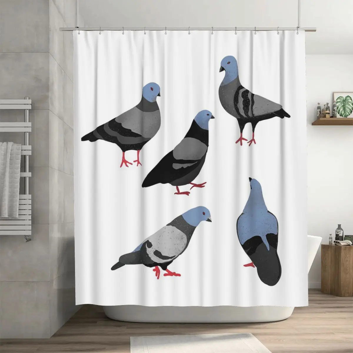 

Дизайн 33 - Водонепроницаемая полиэстеровая занавеска для ванной комнаты с изображением голубей, с крючками