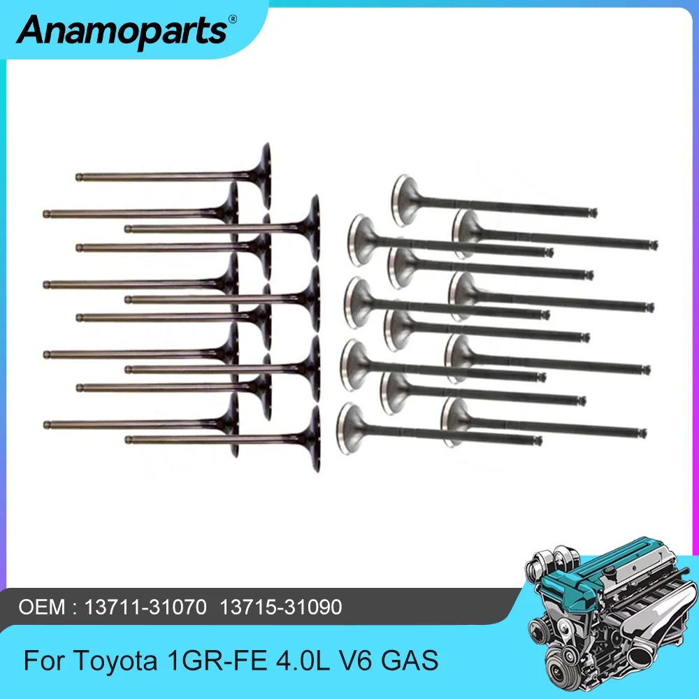 

Engine Parts 24PCS Intake & Exhaust Valve Fit 4.0 L V6 GAS 1GR-FE For Toyota 4Runner FJ Cruiser Land Cruiser Tacoma Tundra 4.0L