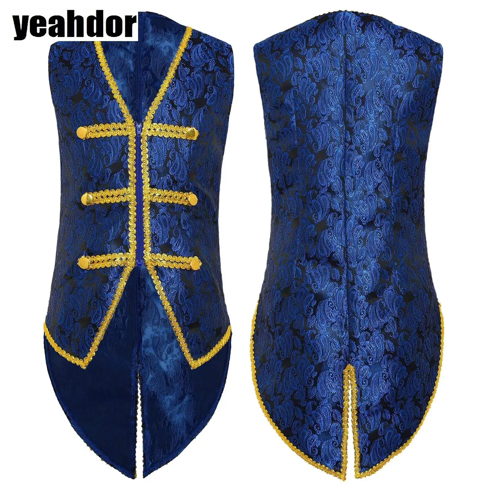 

Boys Medieval Renaissance Tailcoat Gold Trim Embroidery Victorian Waistcoat Waistcoat Steampunk Gothic Vest Halloween Dress Up