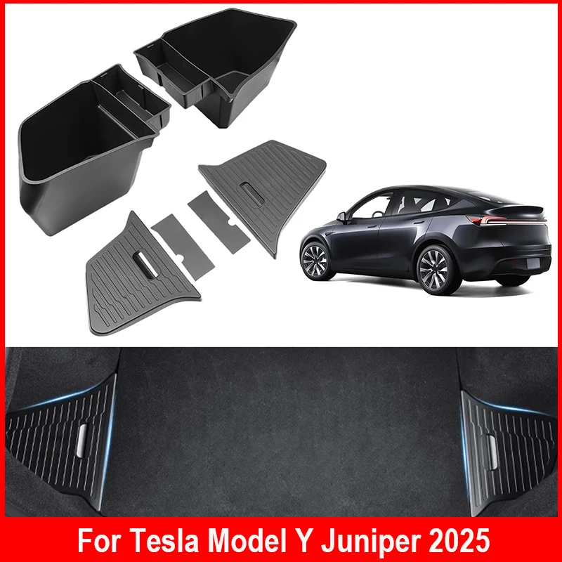 

Органайзер для багажника, боковой ящик для хранения, органайзер для багажника, флокированный коврик из ТПЭ, антигрязные автомобильные дорожные аксессуары для Tesla Model Y Juniper