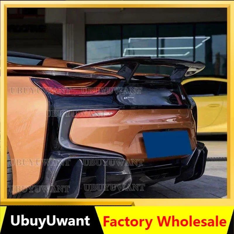 For BMW I8 2014-2019 GT Style Carbon Fiber Rear Roof Spoiler Wing Trunk Lip Boot Cover Car Styling