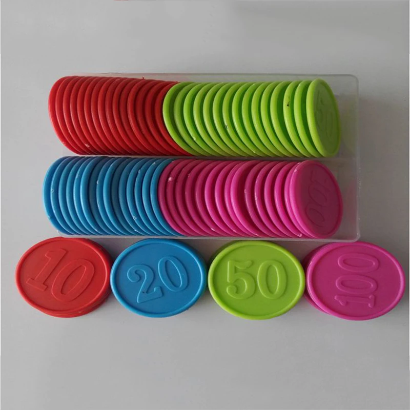 Chip Set 80 pieces, 160 pieces, double-sided gilded digital chips, mahjong and poker game tokens, plastic chip coins MJJ55