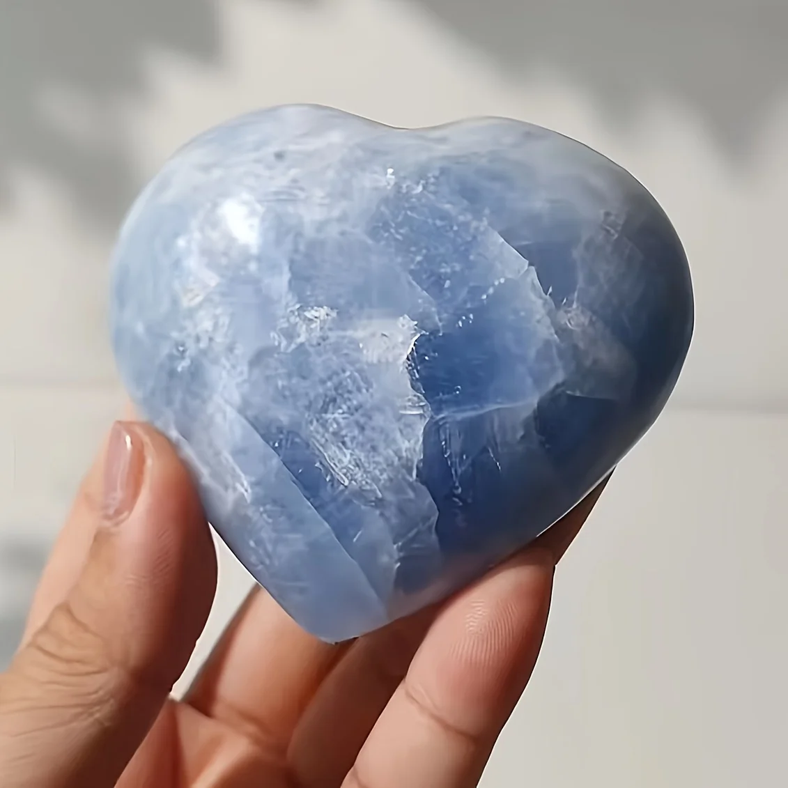 

1pc Natural Celestite Crystal Heart Carving, Heart Gemstone for Jewelry Making, Home Decoration, Party Decoration, Desktop Decor