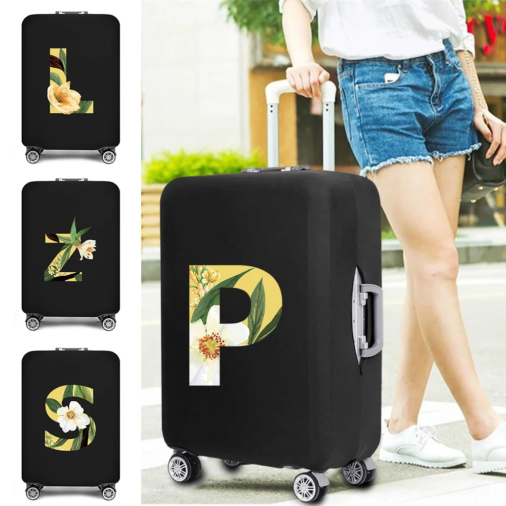 Fashion Luggage Cover Protective Suitcase Cover Trolley Case Floral Letter A To Z Printed Travel Luggage Dust Cover 18 To 32inch