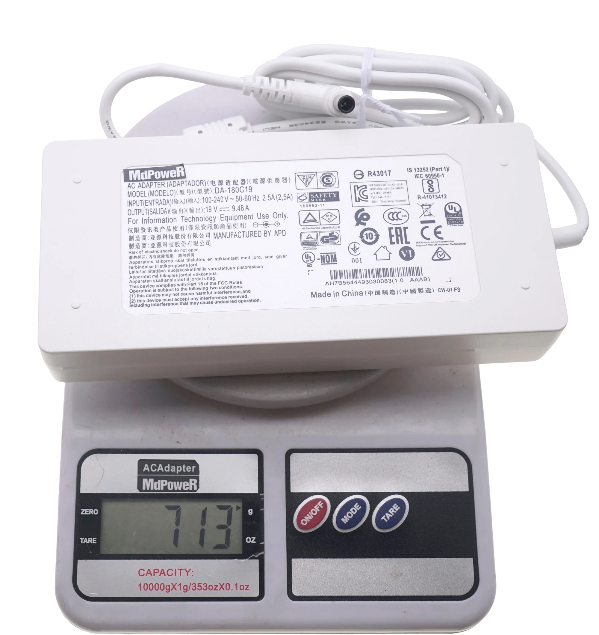 19V 9.48A 180W DA-180C19 AC Adapter Charger For LG 34UC99-W CURVED LED MONITOR EAY64449302 32UD99-W 38UC99W Power Supply