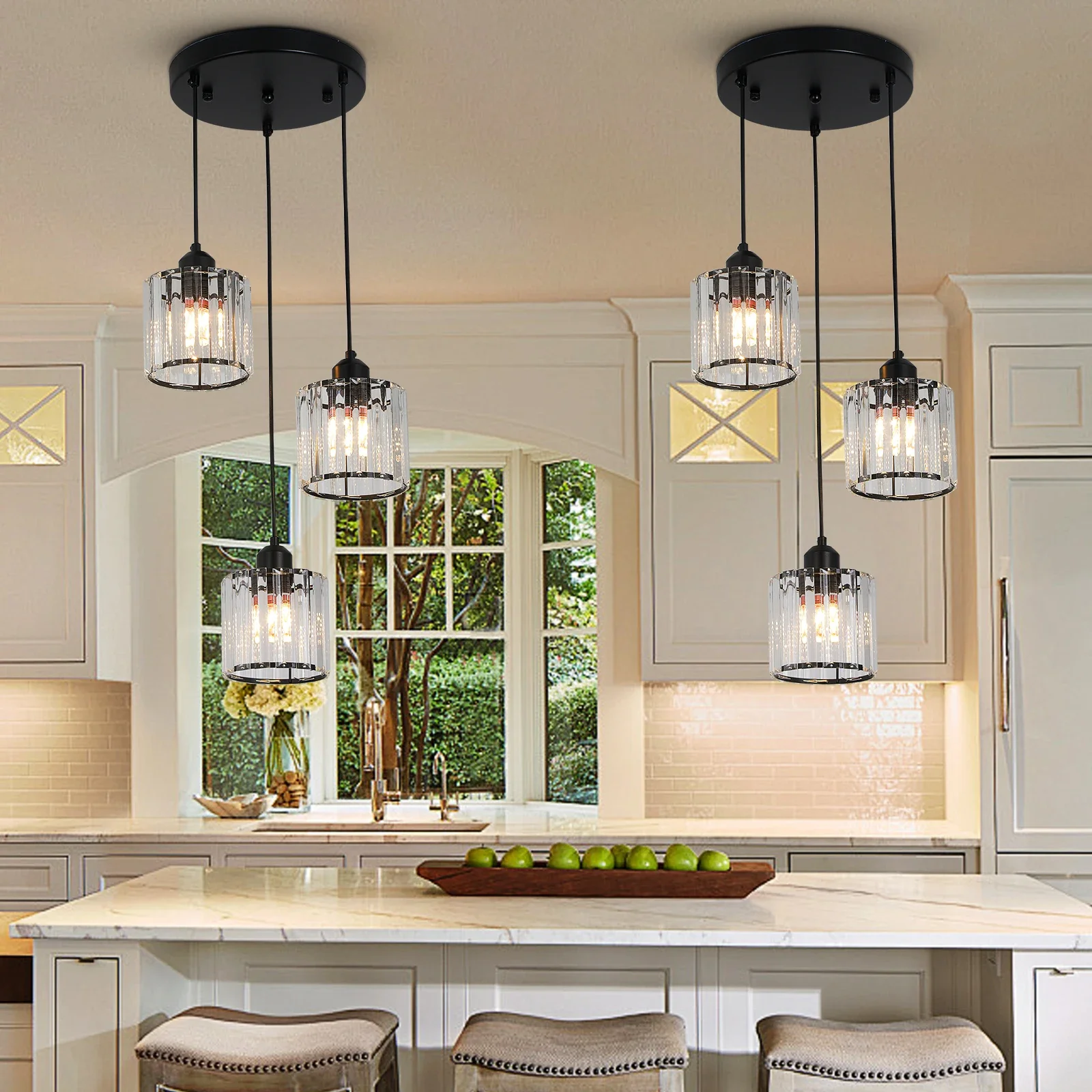 Crystal Glass Ceiling Lamp Modern Lamp Black Kitchen With Transparent Lampshade Corridor Dining Room Entrance Bedroom Lamp
