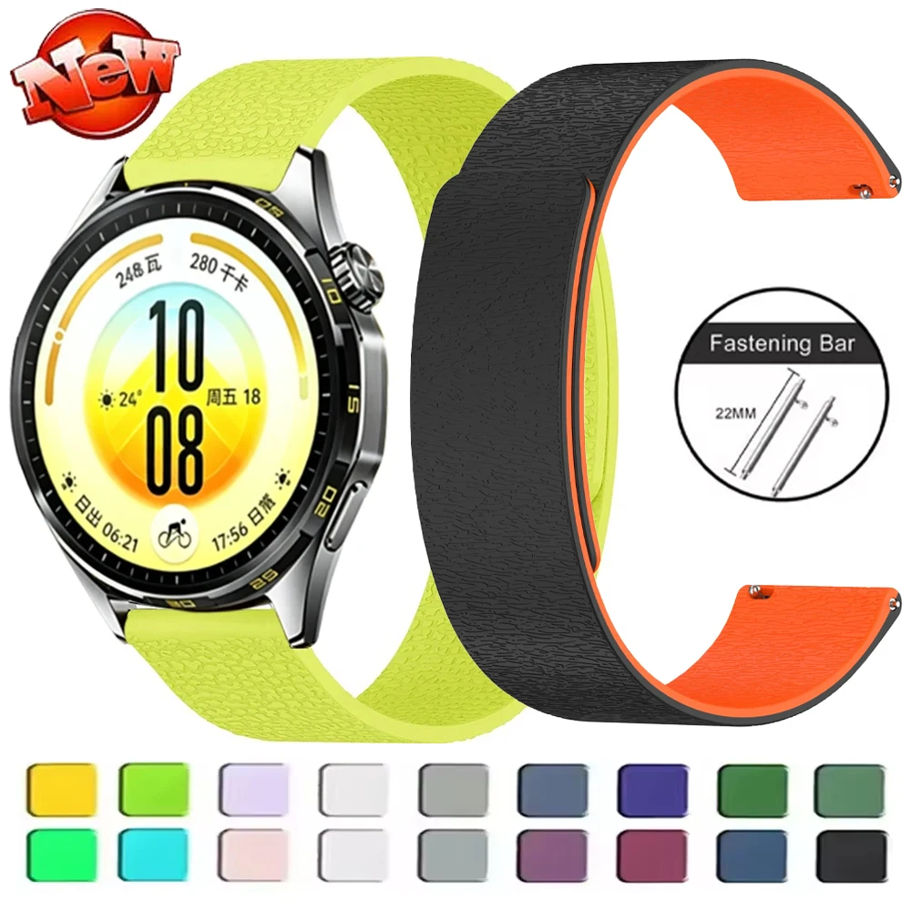 Litchi Stria Silikonarmband für Huawei Watch GT7-6-5-4 Pro GT Runner 2 Magnetisches Uhrenarmband für Amazfit Active Max/Bip 6 Balance 3
