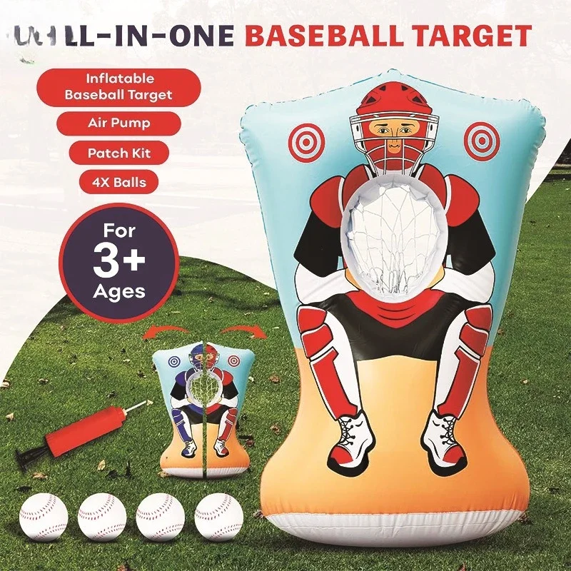 Inflatable goalkeeper throws baseball seat