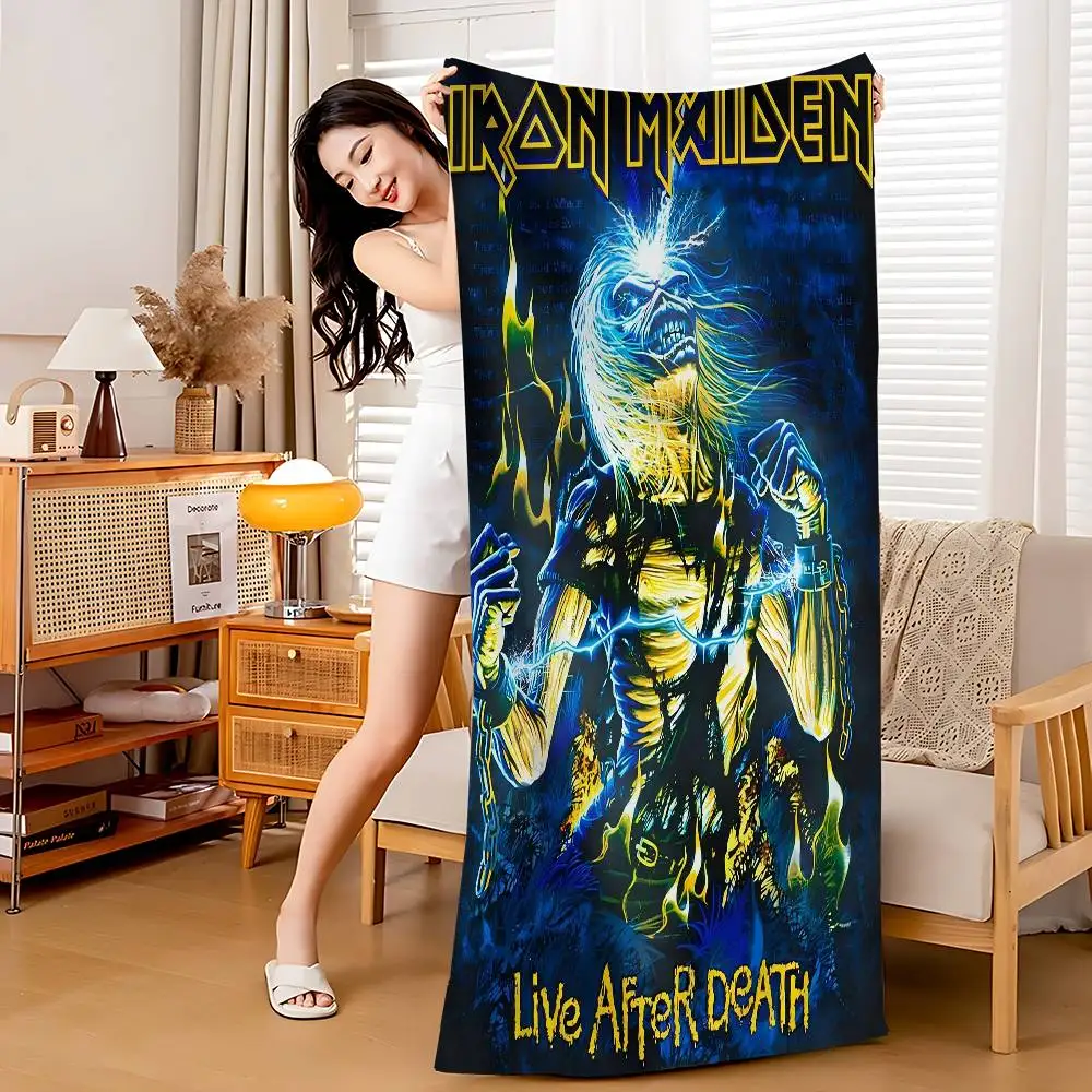 1pc I-iron Maiden-s Beach Towel Cartoon Cute Summer Kids Large Bath Pool Beach Towel Microfiber Absorbent For Swimming Travel