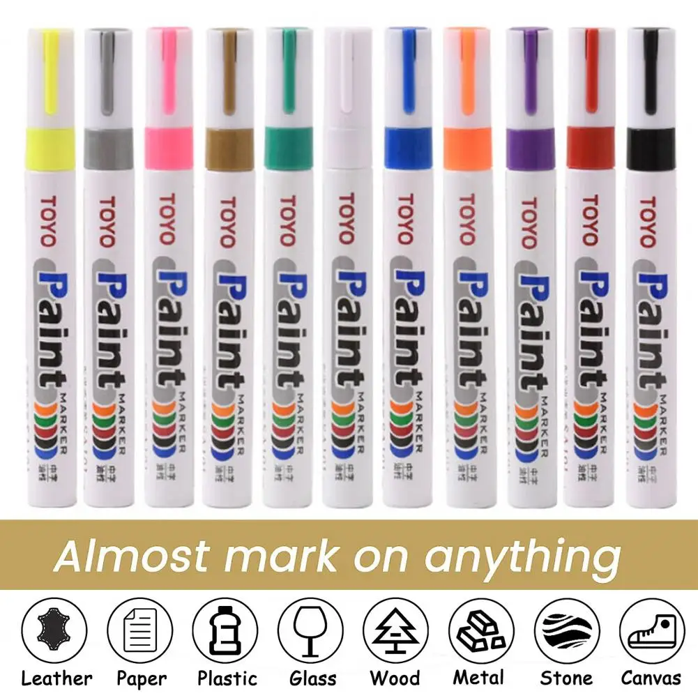 

2Pcs 15cm Tire Mark Paint Pens Waterproof Fade Resistant Precise Application Fill Paint Pens Office Paint Vehicle Accessories