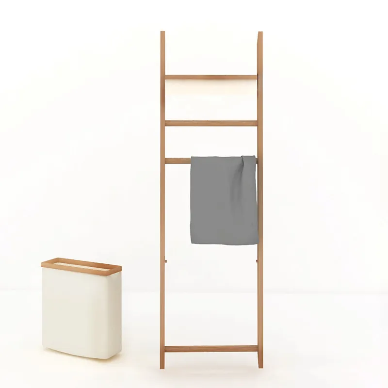 Floor-to-ceiling multi-functional rack Bathroom multi-layer bamboo storage rack Wall frame Fabric dirty clothes basket