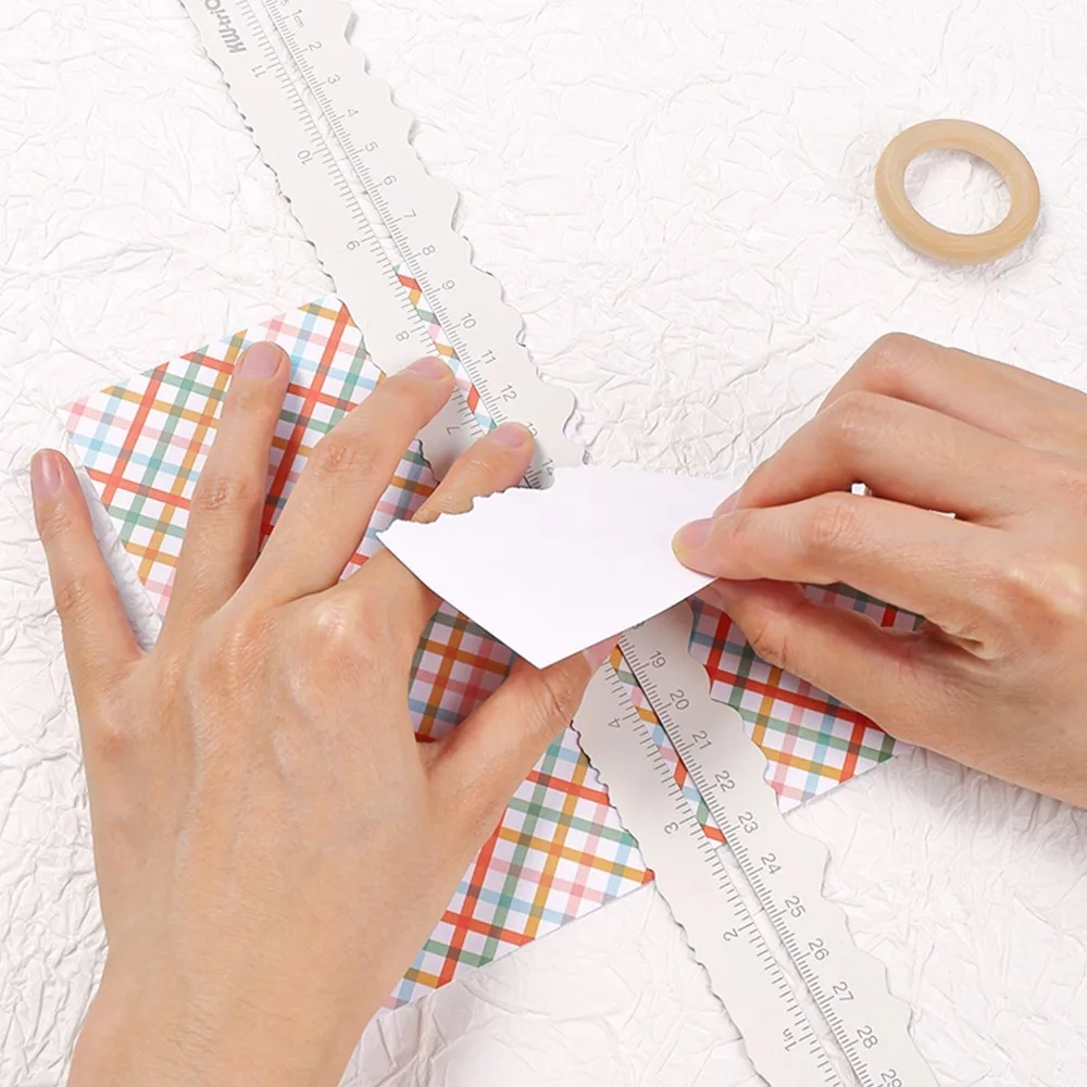 Steel Paper Tearing Ruler Irregular Edges Measuring Irregular Edge Ruler Practical Lightweight Deckle Paper Ruler