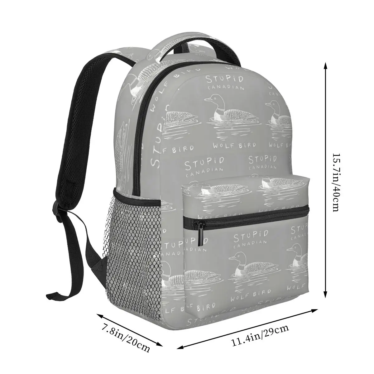 Stupid Canadian Wolf Bird Backpack Student Boys Girls BookBag Kids School Bag Computer Shoulder Bags for Men Women