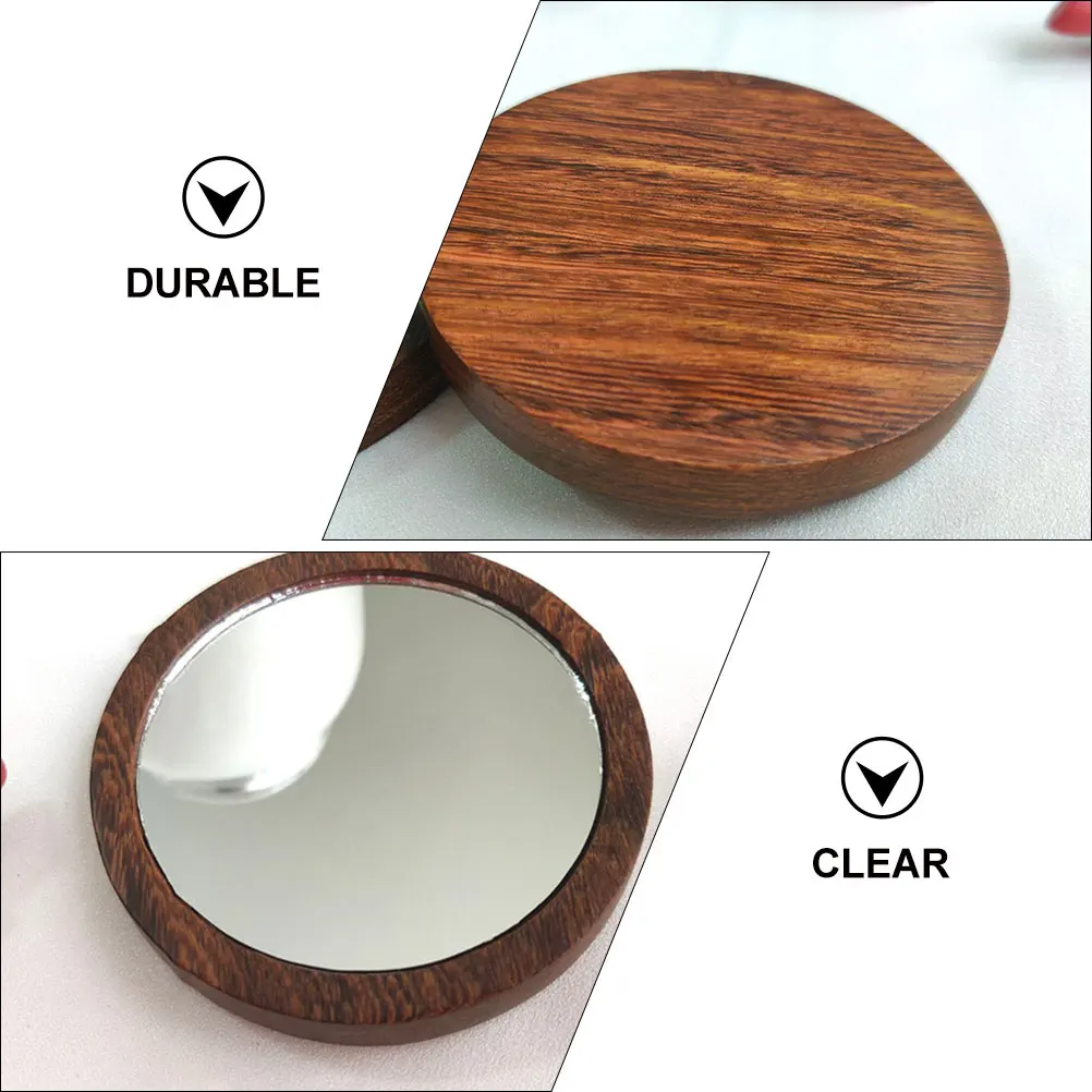 

Portable Mini Small Vanity Travel Wood Pocket Small Mirror Lady Gift Compact Mirror Makeup Accessories