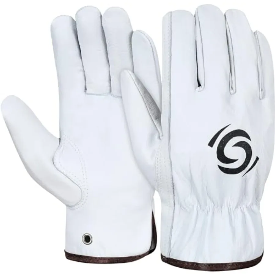 

Leather Work Gloves Pack of 12 Pairs Warehouse Gardening Construction Gloves for Men Women Goat Skin Working Gloves