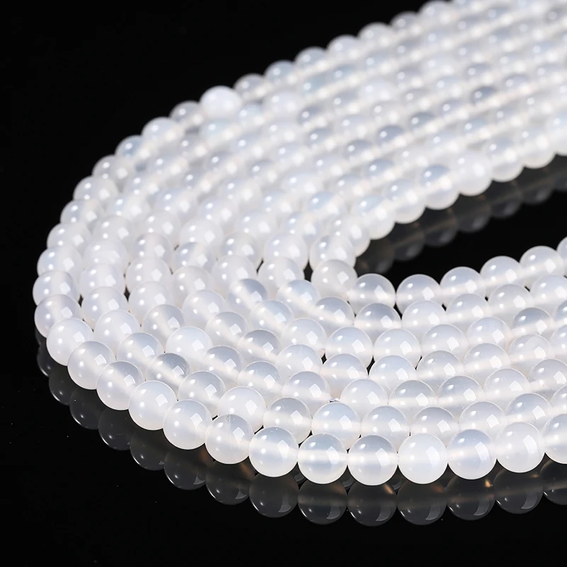 7A Top Quality Natural White Agate Beads Round Loose Spacer Onyx Bead For Jewelry Making DIY Charm Bracelets Necklace Accessory