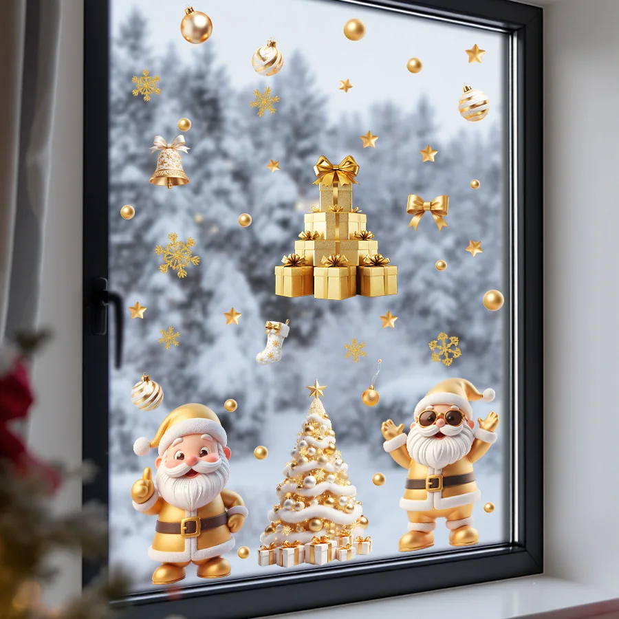 Christmas Window Stickers Christmas Decoration Stickers Snowflake Crystal Ball Santa Claus Festival Decorative Window Stickers