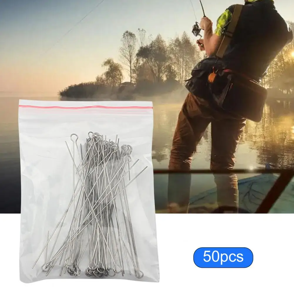 50Pcs Fishing Lure Steel Wire  Anti-rust   Rotating Sequin Steel Wire Spinnerbait Fly Hook Wire Long-Needle