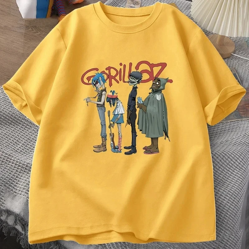 Fashion Music Band Gorillaz PUNK ROCK T Shirt Men Women Summer 90s O-neck Cotton Short Sleeve T-shirts Clothes Vintage Y2K Tops