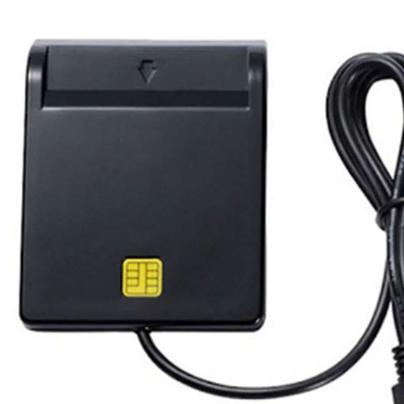 USB Smart Card Reader Atm Bank Tax Declaration Ic Card Reader Id Device Connector ID Card Smart Card Reader(Black)-A86G