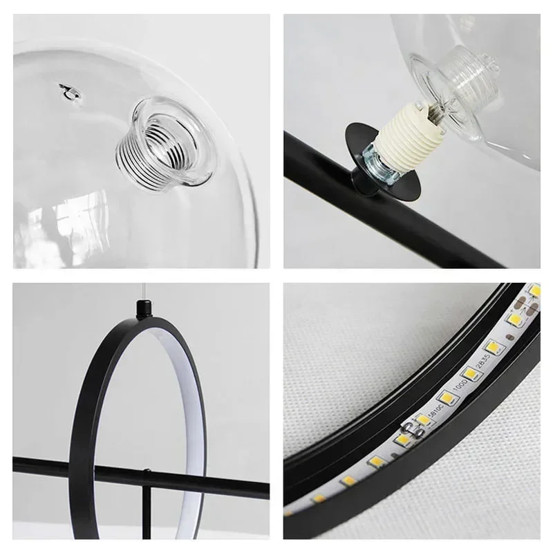 Nordic LED Glass Bubble Hanging Chandeliers Home Indoor Ceiling Pendant Lamps Living Dining Room Restaurant Table Designer Light