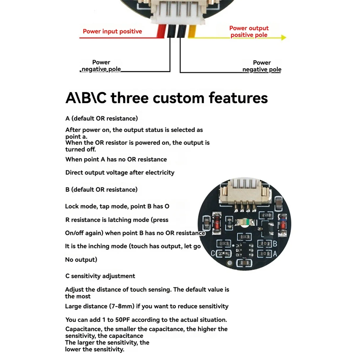 3V-30V Jog Latch Touch Key Switch Sensing Module Bistable Light Touch Switch LED Light Band Module,4-Wire White Light