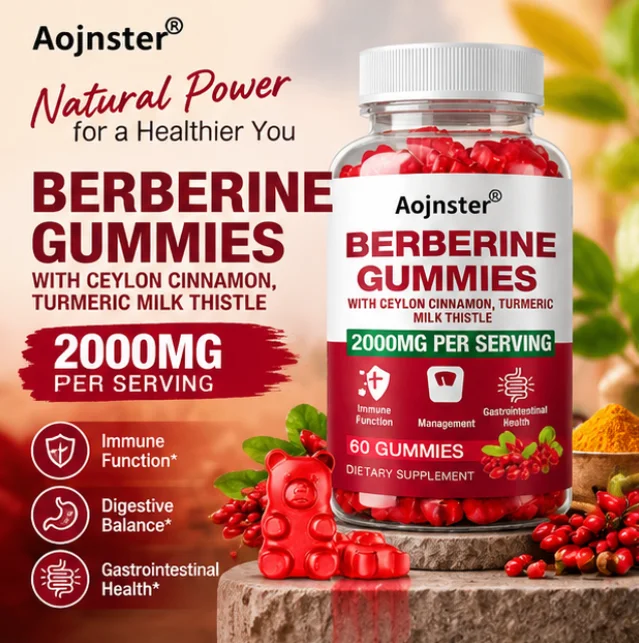 Berberine Gummies 2000mg with Ceylon Cinnamon Turmeric Milk Thistle Immune & Gut Health 60 Count