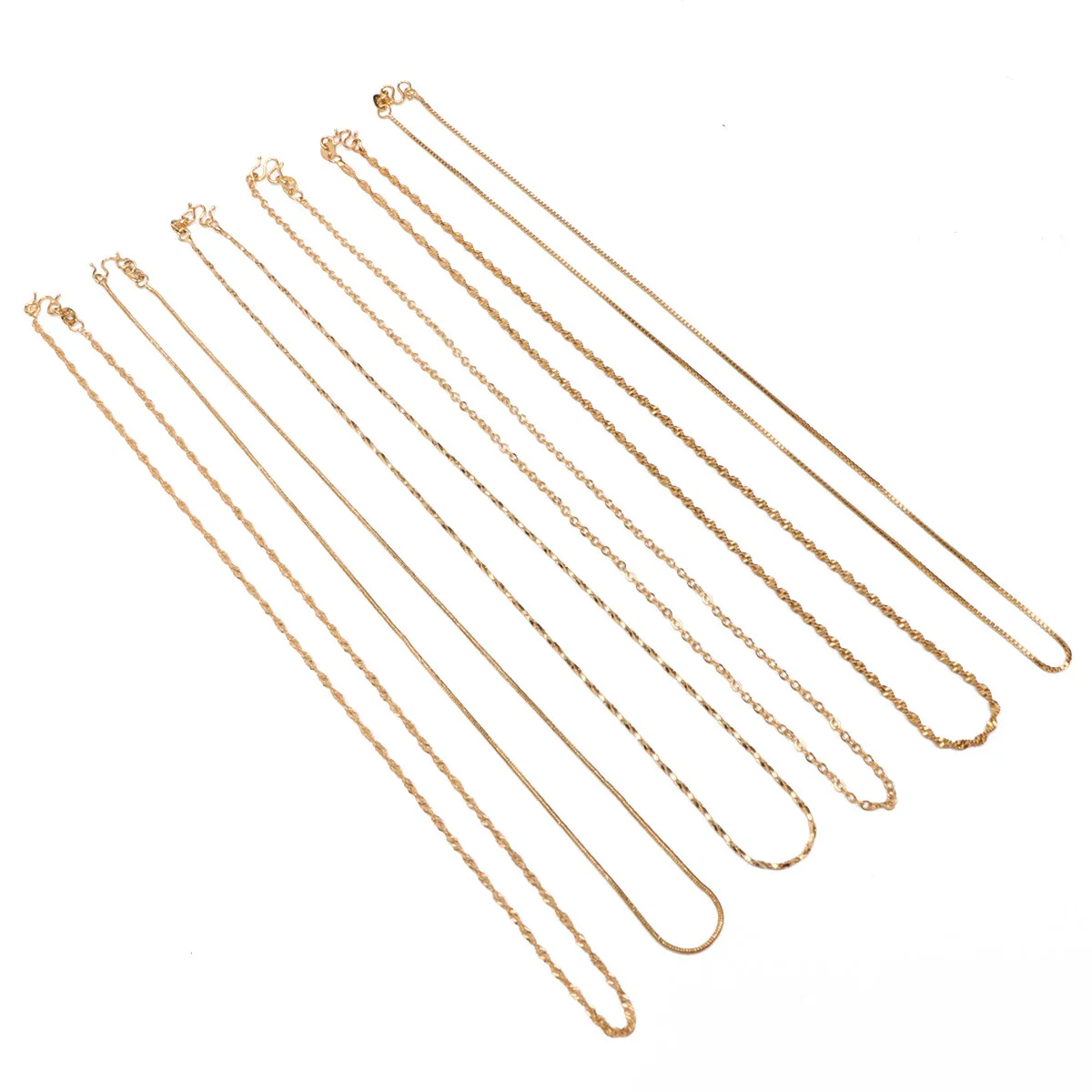 

6 шт. золотистых металлических цепочек для изготовления украшений, цепочки для ожерелий своими руками, модные аксессуары, золотистые звеньевые цепочки оптом