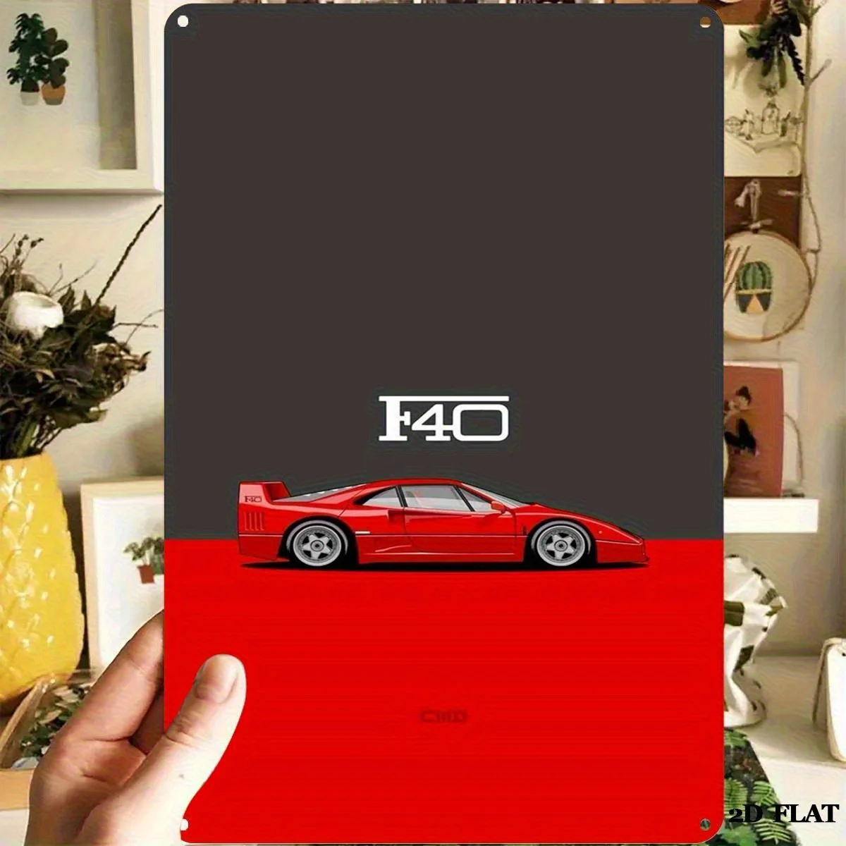 كندا مابل ليف ريترو جدار ديكور رجل الكهف مابل ليف جدار ديكور علامة معدنية F40 سيارة رياضية-أحمر ورمادي