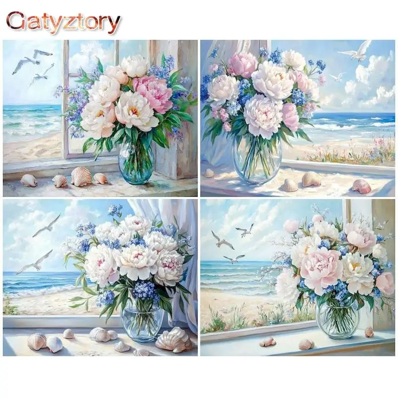 

GATYZTORY Paint By Numbers Flower Kit Paint by numbers For Adults Canvas Painting Window Painting By Numbers DIY Crafts Home Dec