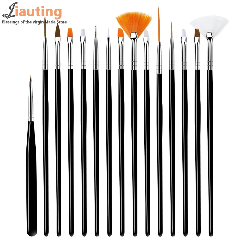 15 pezzi di pennelli per penna per nail art set di linee multifunzionali strisce pennello per intaglio penna da disegno fai da te pennelli per gel UV strumento per manicure per pittura