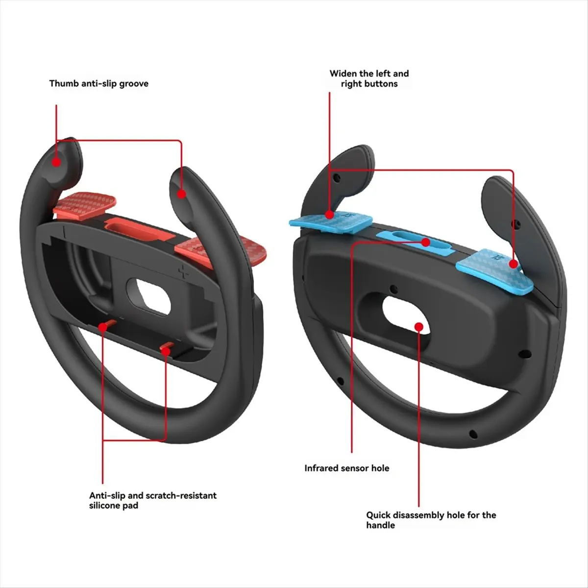 Hot Sale 2PCS Racing Steering Wheels for 2 Controller Game Grip Handle Racing Game Wheel A