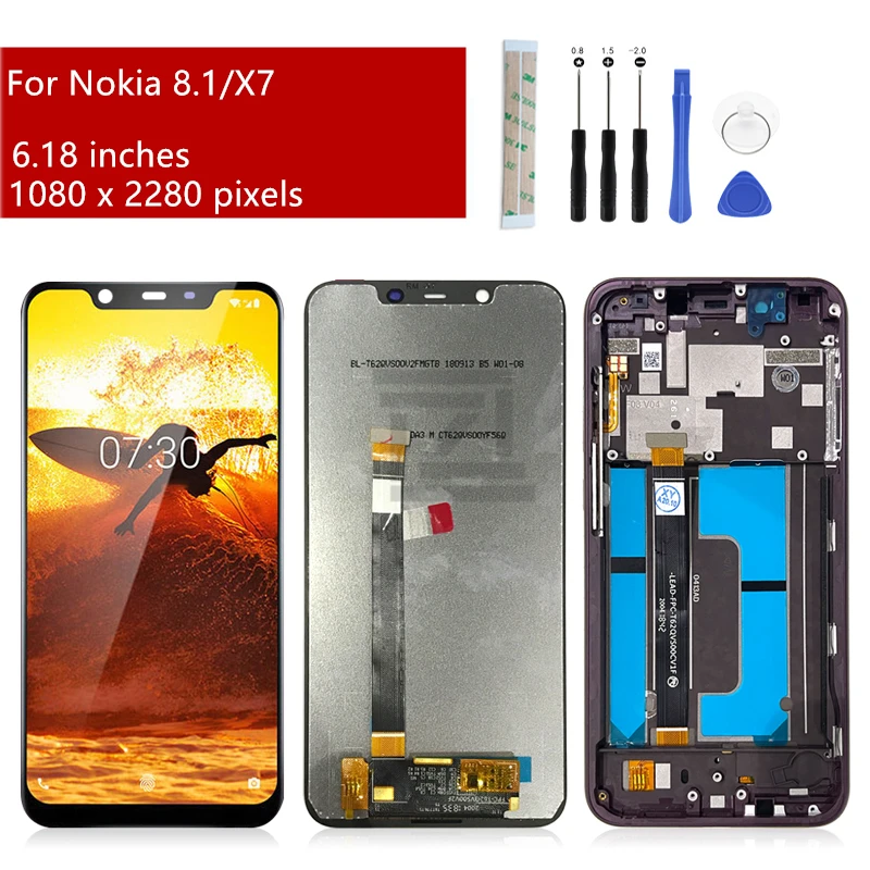 For Nokia 8.1 LCD Display Touch Screen Digitizer TA-1099 1113 1115 1131 1119 1121 1128 For Nokai X7 Display Assembly Repair Part