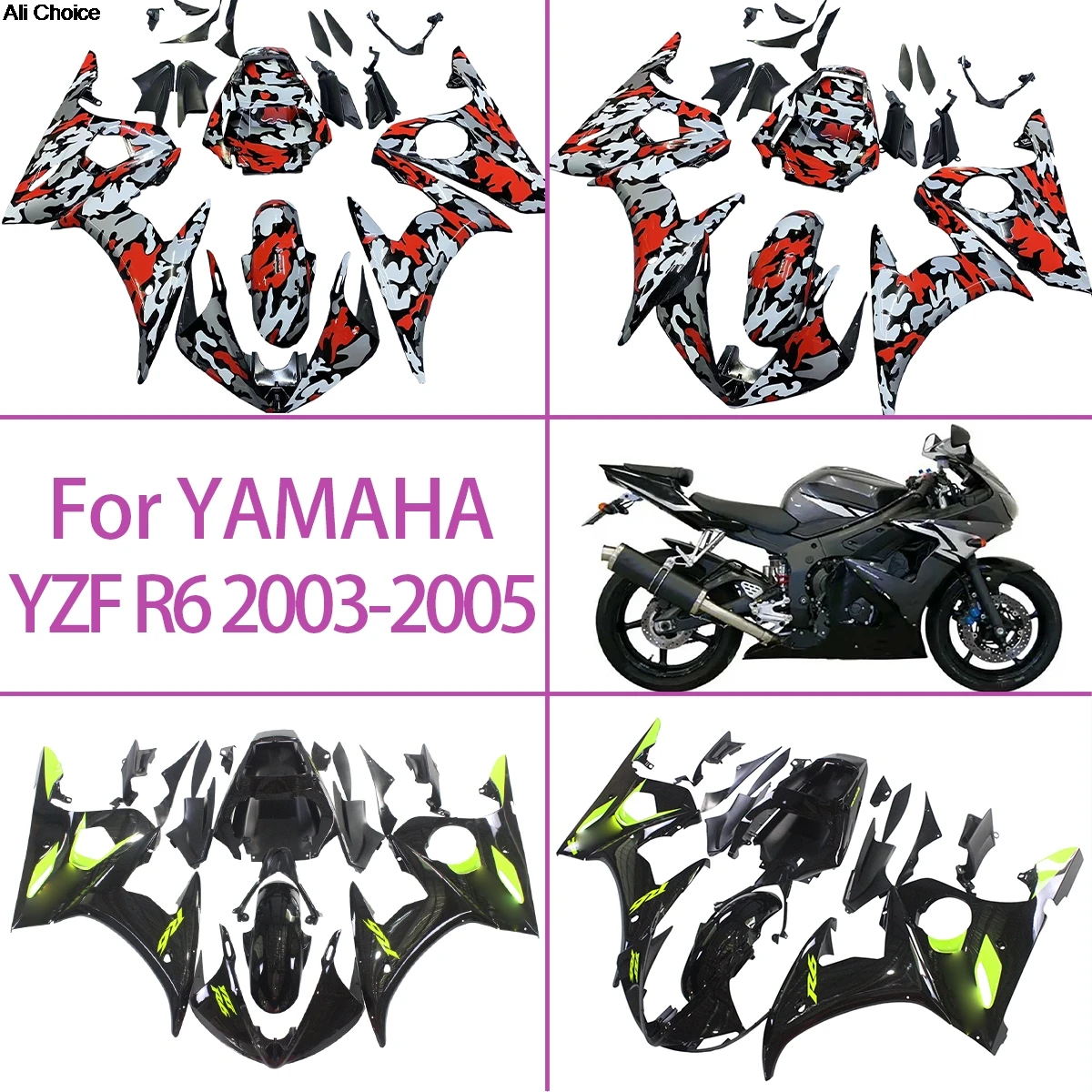

Fairings For 2003-2005 Yamaha YZF R6 Plastic Injection Molding Fairing Kit Coverage 03 04 05 YZF R6