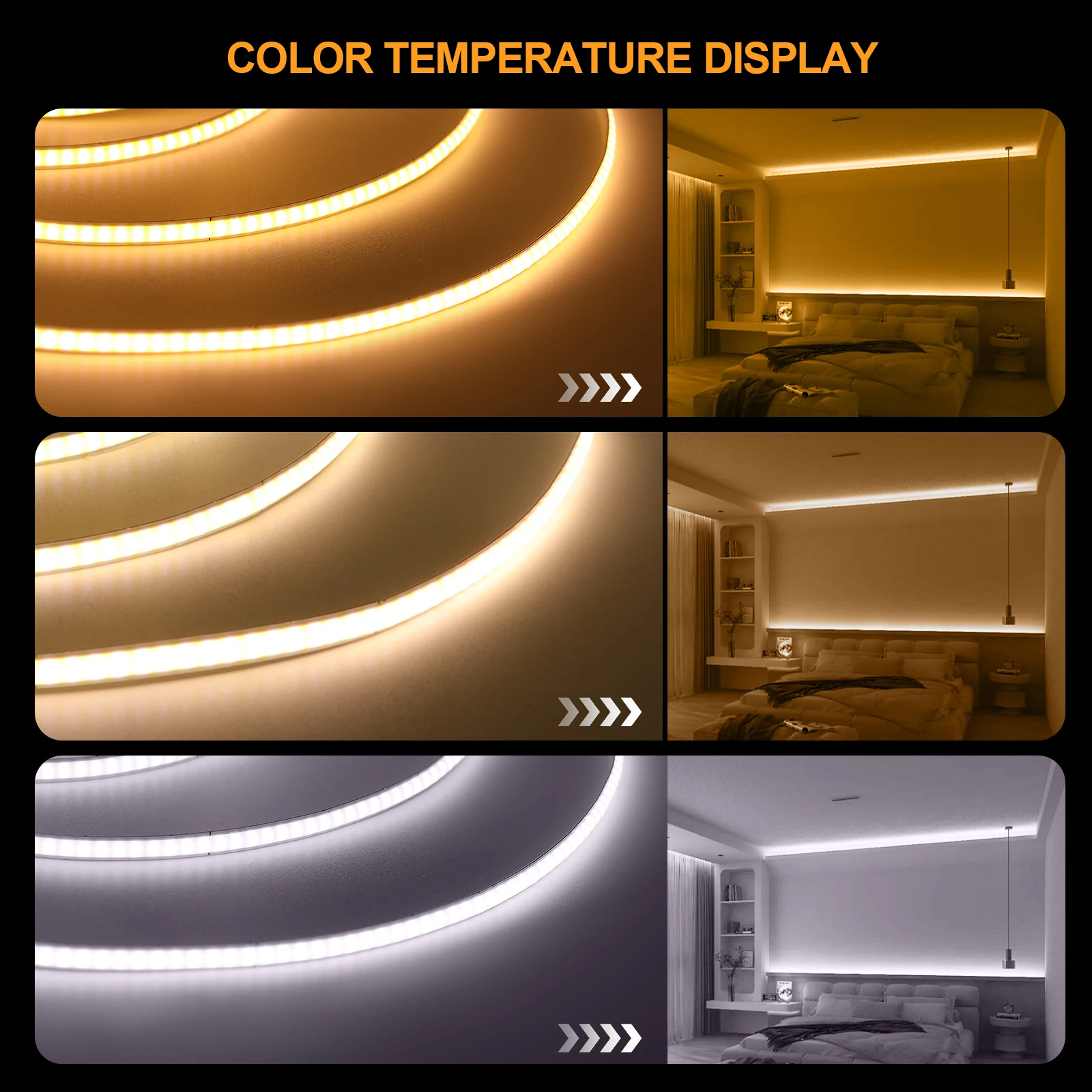 12V 320LEDs/M COB Strip 3MM 5MM 8MM Width Fexible FOB LED Light Tape Rope RA90 Dimmable Ribbon Linear Lighting 3000K 4000K 6500K