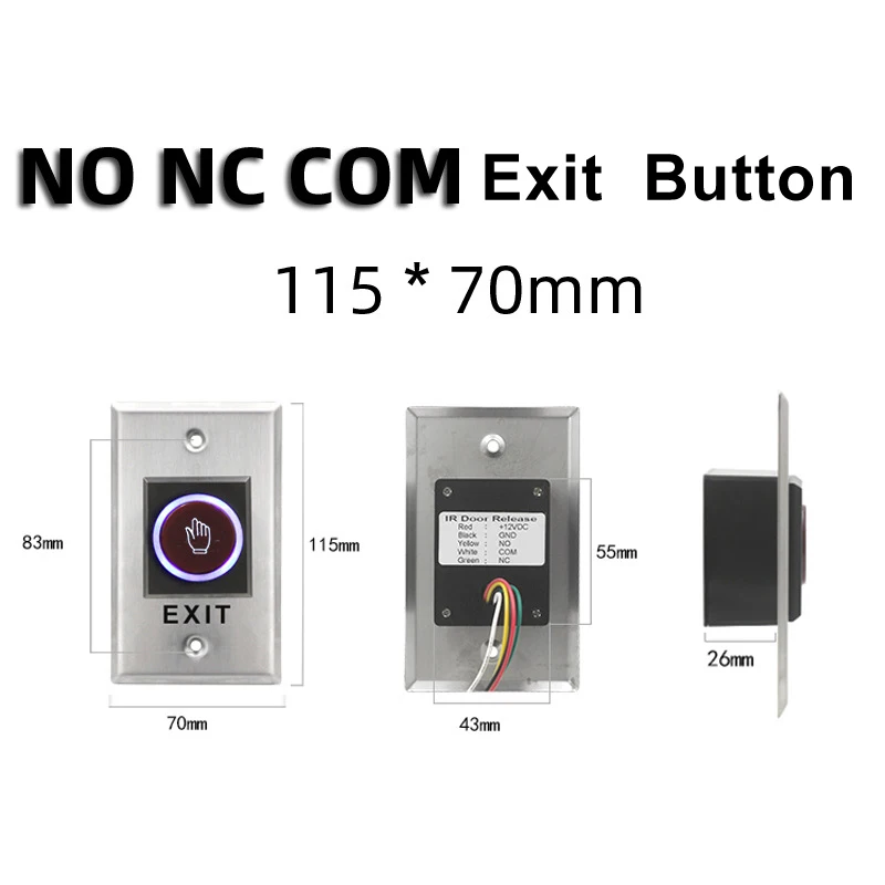 NO COM NC LED light Infrared Lock Exit Button IR Door Release Switch Contactless Door Lock Release Switch No Touch