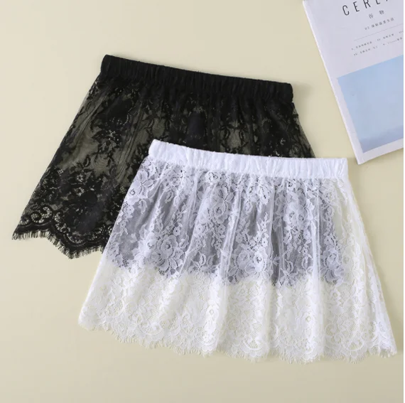 Miniskirt Sexy Transparent Lace Mesh Skirt Shirt Extender Women Summer Mini Black White Short Micro Skirt Ladies Underskirt