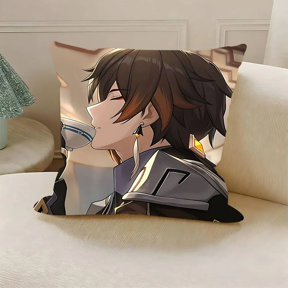 G-Genshin Impact zhong l-li Pillow Case For Room Sofa Cushion Cover Suitable For Home Bedroom Decoration And Protector