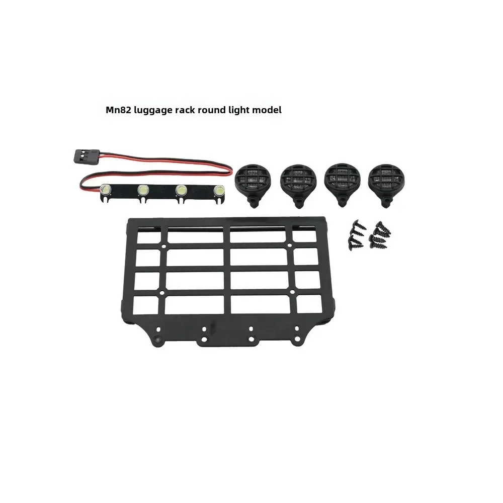 MN82 LC79 Metal Luggage Carrier Roof Rack With LED Light 1/12 RC Car Upgrade Parts Accessories