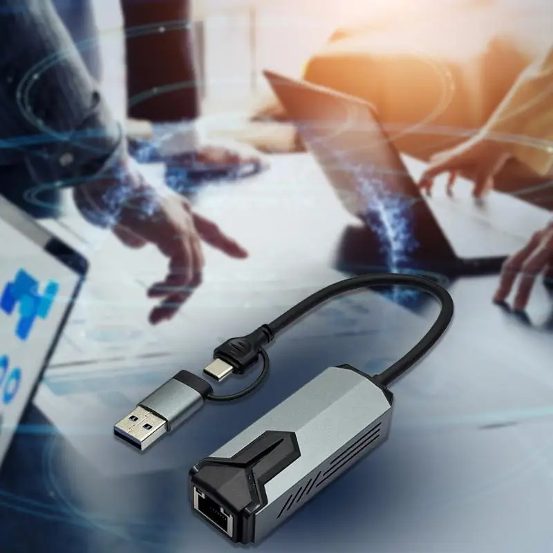 652F USB C RJ45 네트워킹 어댑터 5000Mbps 기가비트 LAN 포트 금속 쉘 플러그 앤 플레이