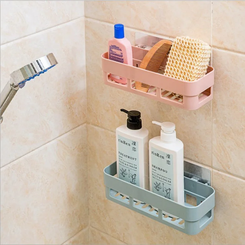 

1PC Practical Plastic Shower Basket Kitchen Wall Suction Cup Shower Holder Wall Mounted Bathroom Corner Shelf Sucker Suction Cup