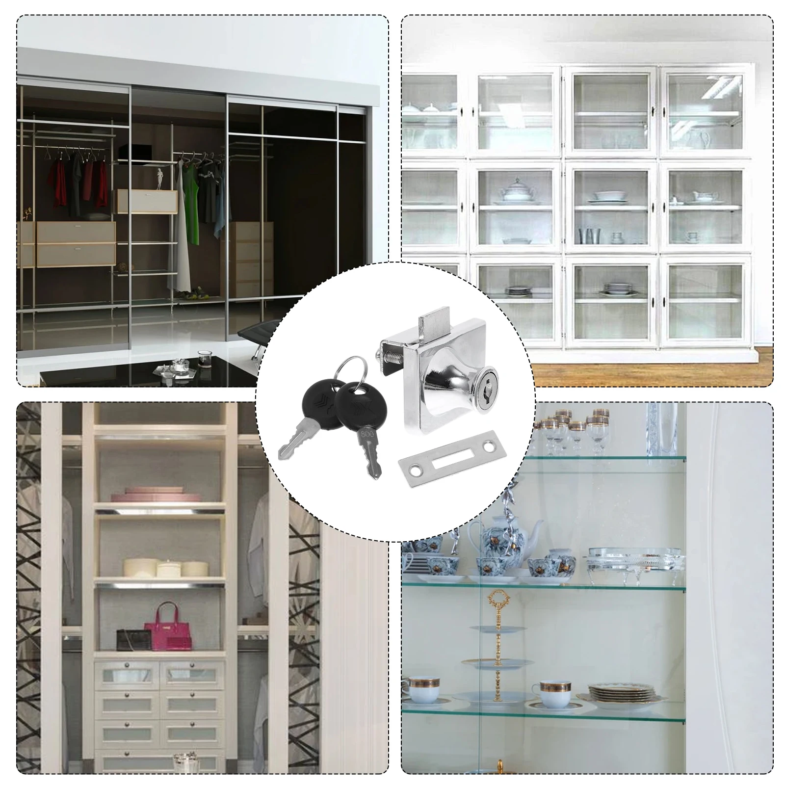 

Zinc Alloy Heavy Duty Door Lock For Glass Showcase Security Wine Cabinet Locks No Drilling Easy Install niture Door