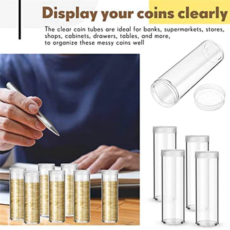 

30Pieces Coin Storage Tube Penny Coin Tube Coin Organizer