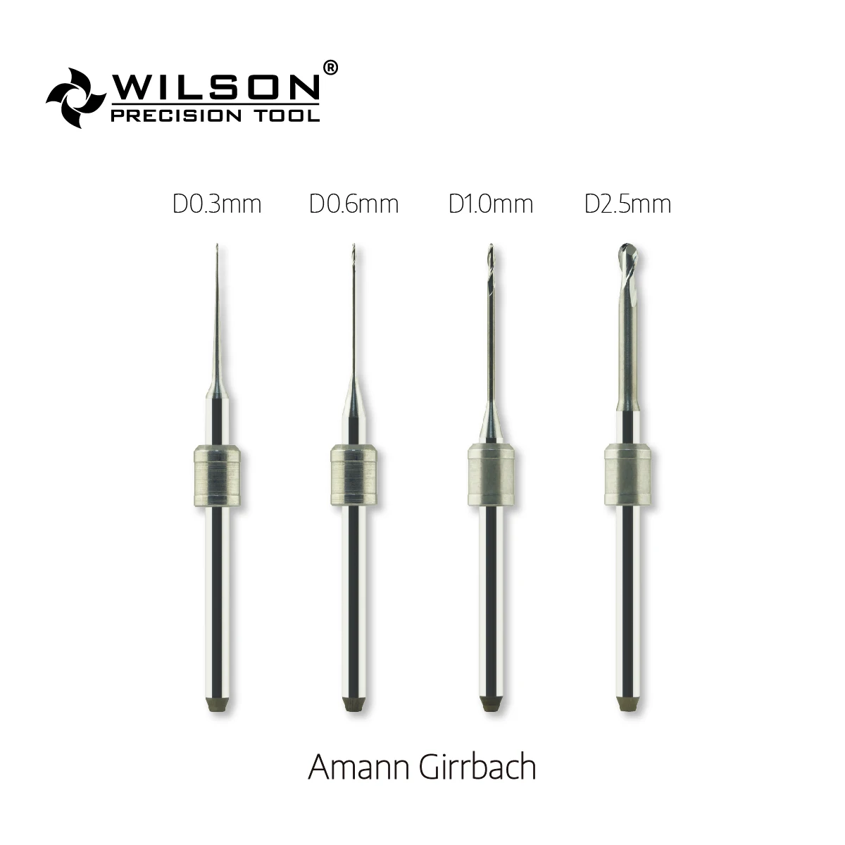 Ferramenta WILSON PRECISION para máquinas Amann Girrbach, fresadoras de zircônia, comprimento 47mm