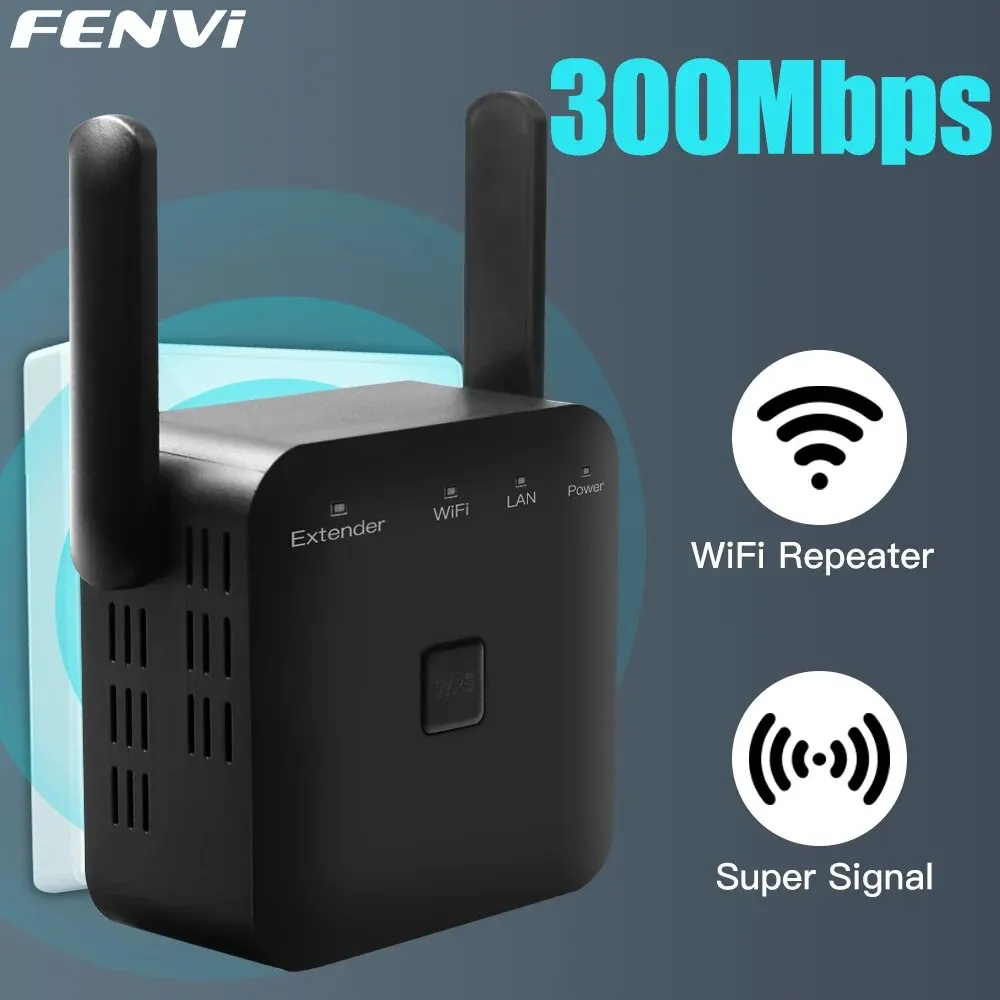 FENVI WiFi Repeater Pro 300M 2.4Ghz Network Expander Repeater Amplifier Router Power Extender Roteador 2Antenna Router For Home