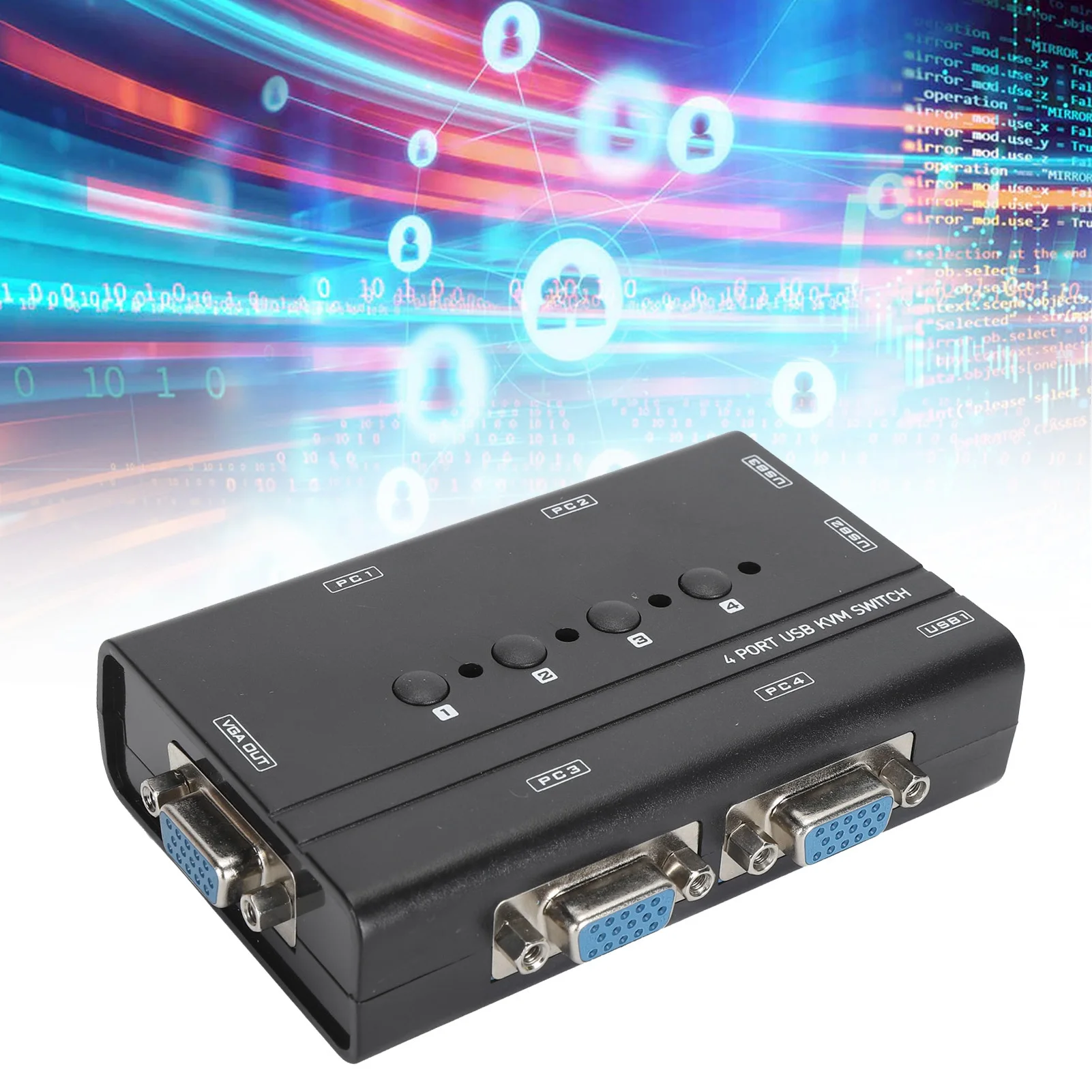 

USB VGA KVM Share 1 Дисплей 3 USB-устройства Панель Кнопка управления Маленький HD VGA KVM-переключатель Поддержка DDC для мыши для