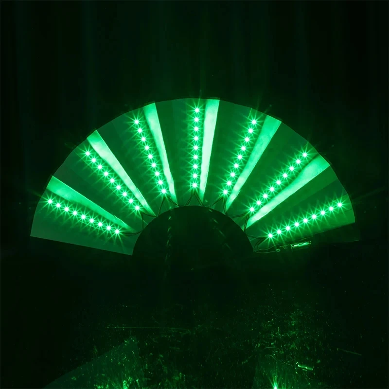 Folding Hand Fan With Led Light Portable Light Dance Night Show DJ Fluorescent Bar Club Room Party Decoration Color Change Fans