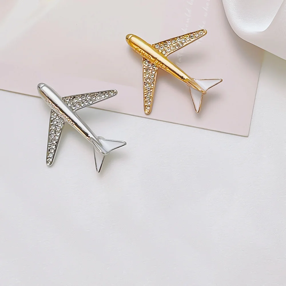 الذهب / الفضة لهجة سبائك الزنك طائرة دبابيس الرجال النساء أزياء بسيطة حجر الراين دعوى دبوس الملابس والاكسسوارات #2