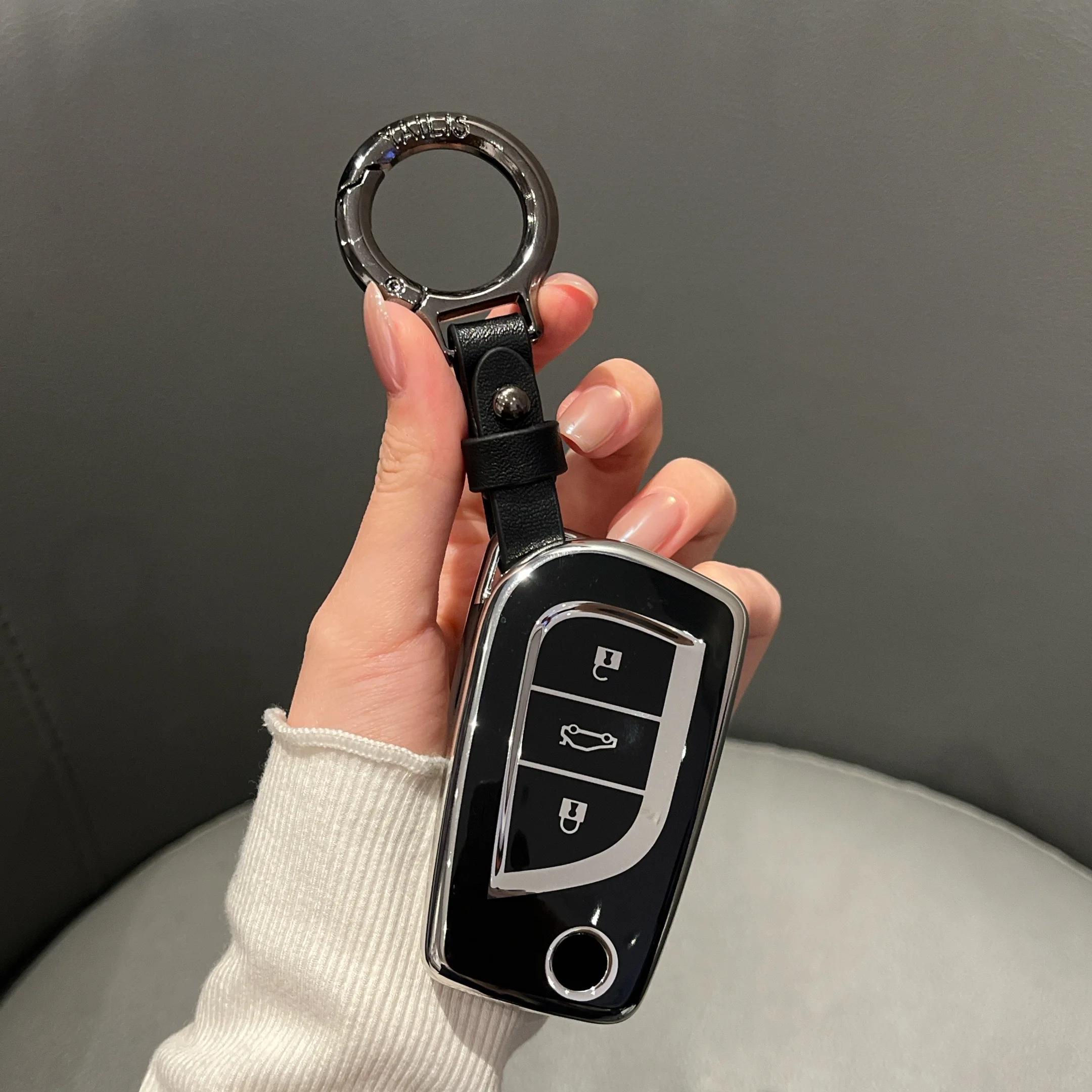 TPU Autoschlüssel-Hülle für Toyota Klappschlüssel Corolla Camry Levin Reiz Highlander RAV4 Rongfang Fernbedienungs-Schlüsselschutz – Detail 6